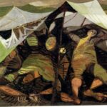 שרגא ווייל - חיילים באוהל - 1958